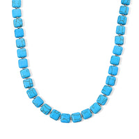 Blue Howlite 170.00 ctw Necklace (18-20 Inches) in Silvertone