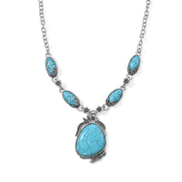 Blue Howlite 118.00 ctw Necklace (20-22 Inches) in Silvertone