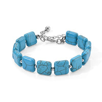 Blue Howlite 60.00 ctw Bracelet in Silvertone (7.50-9.25In)