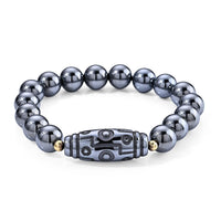 Terahertz 60.00 ctw Carved Dzi Beaded Stretch Bracelet in Silvertone