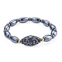 Terahertz 60.00 ctw Carved Beaded Stretch Bracelet in Silvertone