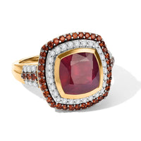 D'Joy Premium Niassa Ruby, White and Champagne Zircon Ring in 18K Vermeil YG Over Sterling Silver (Size 6.0) 5.65 ctw 8688104