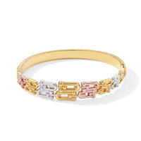 Geometric Link Bangle Bracelet in ION Plated YRG and Stainless Steel (7.0 In)