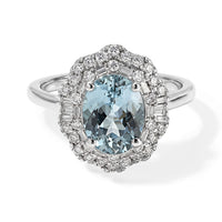Luxoro 10K White Gold AAA Santa Maria Aquamarine, Diamond (I2) Ring (Size 10.0) 2.26 ctw