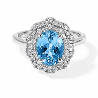 Luxoro 10K White Gold AAA Santa Maria Aquamarine, Diamond (I2) Ring (Size 10.0) 2.26 ctw
