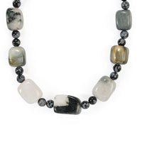 EverTrue Picasso Jasper and Snow Flake Obsidian 360.00 ctw Beaded Necklace (18 Inches) in 18K YG Plated