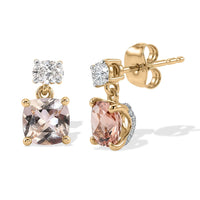 Rachel Roy AAA Marropino Morganite and Luxuriant Lab Grown Diamond E-F VS 2.20 ctw Earrings in 10K Yellow Gold
