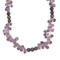 EverTrue African Amethyst, Peacock Pearl Necklace (18 Inches) in Platinum Bond 90.00 ctw