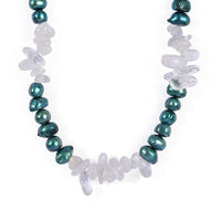 EverTrue Green Pearl, Austrian Crystal Necklace (18 Inches) in Platinum Bond