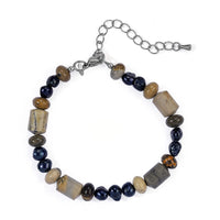 EverTrue Blue Pearl, Jasper Bracelet in Stainless Steel (7.25 In) 50.00 ctw