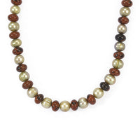 EverTrue Mahagooni Jasper, Green Pearl Necklace (18 Inches) in Platinum Bond 140.00 ctw