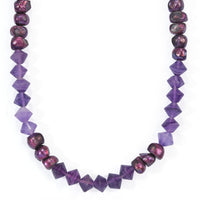 EverTrue Fluorite, Purple Pearl Necklace (18 Inches) in Platinum Bond 130.00 ctw