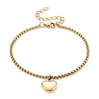 Heart Bracelet in ION Plated YG Stainless Steel (7.50-9.50In)