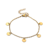 ION Plated YG Stainless Steel Coin Chain Bracelet (7.50-9.50In)
