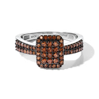 Luxuriant Lab Grown Red Diamond (RI) (SI) Cluster Ring in Rhodium Over Sterling Silver (Size 10.0) 0.50 ctw