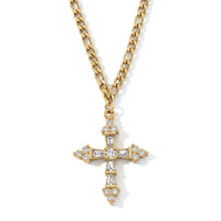 Austrian Crystal Cross Necklace (24-26 Inches) in ION Plated YG Stainless Steel