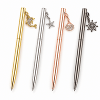 Livmore Set of 4 Stainless Steel Ball Pens with Shiny Charm - Multi Color