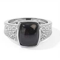 EverTrue California Black Jade 4.00 ctw Solitaire Ring in Stainless Steel (Size 10.0)