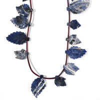Sodalite Carved Leaf Necklace (16 Inches) 166.00 ctw