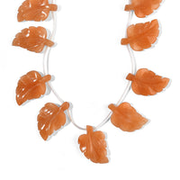 Red Aventurine Carved Leaf Necklace (16 Inches) 347.50 ctw