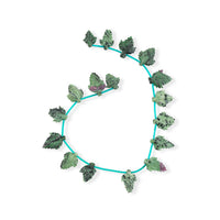 Ruby Zoisite Carved Leaf Necklace (16 Inches) 190.00 ctw