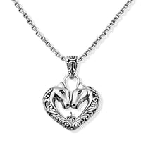 D''Joy Double Horse Head Heart Pendant Without Chain in Sterling Silver 4.10 Grams