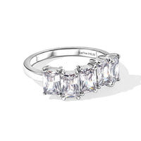 EverTrue White Cubic Zirconia  5 Stone Ring in Platinum Over Stainless Steel 6.00 ctw
