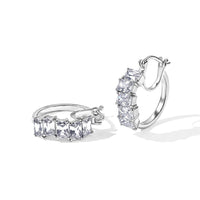 EverTrue Simulated Pink Diamond Hoop Earrings in Stainless Steel