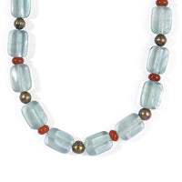 EverTrue Green Fluorite, Red Jasper and Brown Pearl Necklace (18 Inches) in Platinum Bond 320.00 ctw