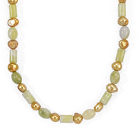 EverTrue Yellow Pearl, Serpentine Necklace (18 Inches) in Platinum Bond 110.00 ctw