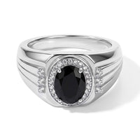 EverTrue Thai Black Spinel and White Zircon 2.50 ctw Men''s Ring in Platinum Bond (Size 10.0)