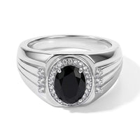 EverTrue Thai Black Spinel and White Zircon 2.50 ctw Men''s Ring in Platinum Bond (Size 10.0)