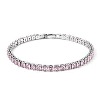 Pink Austrian Crystal Bracelet in Silvertone (6.50 In)
