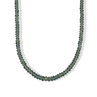 D''Joy Tanzanian Natural Green Apatite Beaded Necklace (18 Inches) in Rhodium Over Sterling Silver 88.00 ctw
