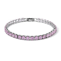Austrian Pink Crystal Bracelet in Silvertone (6.50 Inches)