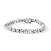 D'Joy Certified Moissanite (Rnd 5mm) (D, VS) Tennis Bracelet in Rhodium Over Sterling Silver (6.50 In) (Ships in 5-7 Days) 14.25 ctw