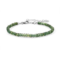D''Joy Tanzanian Natural Green Apatite Beaded Bracelet in Rhodium Over Sterling Silver (7.25 In) 30.00 ctw