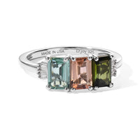 D''Joy Premium Multi Tourmaline and Diamond 2.00 ctw Ring in Rhodium Over Sterling Silver (Size 10.0)
