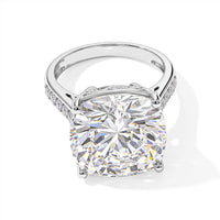 D'Joy Certified Moissanite Ring in Rhodium Over Sterling Silver (Size 10.0) 14.70 ctw
