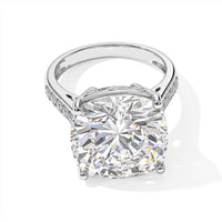 D'Joy Certified Moissanite Ring in Rhodium Over Sterling Silver (Size 10.0) 14.70 ctw