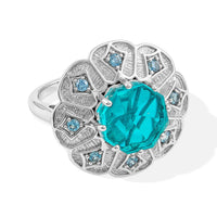 Capri Blue Quartz, Swiss Blue Topaz Ring in Platinum Over Sterling Silver (Size 10.5) 7.63 ctw