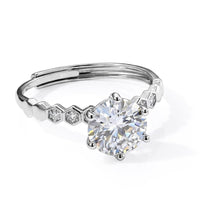 Moissanite and Simulated Diamond 2.20 ctw Ring in Silvertone (