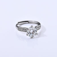 Moissanite and Simulated Diamond 2.40 ctw Ring in Silvertone (Adjustable)