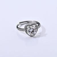Moissanite and Simulated Diamond 2.40 ctw Ring in Silvertone (Adjustab