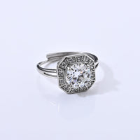 Moissanite and Simulated Diamond 2.40 ctw Ring in Silvertone (Adju