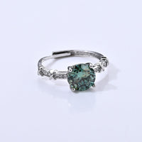Green Moissanite and Simulated Diamond 2.20 ctw Ring in Silvertone (Adjustable)