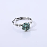 Green Moissanite and Simulated Diamond 2.20 ctw Ring in Silvertone