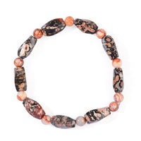 Leopard and Pink Web Jasper Beaded Stretch Bracelet 70.00 ctw