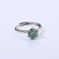 Green Moissanite 2.00 ctw Ring in Silvertone (Adjustable)