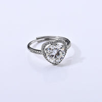 Moissanite and Simulated Diamond 3.40 ctw Ring in Silvertone (Adjustable)